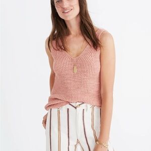 Madewell Monterey Sweater Tank Pink Ribbed Sleeveless Top